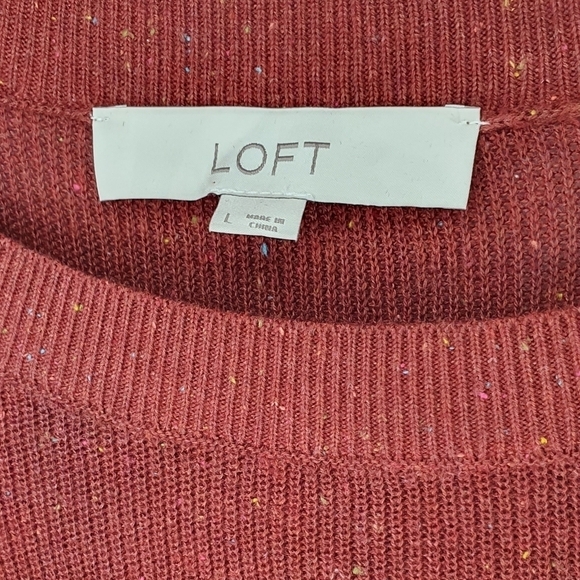 LOFT‎ Knit Sweater Burnt Orange/Red Multi-Color Sprinkles Women's Size L - Picture 7 of 9